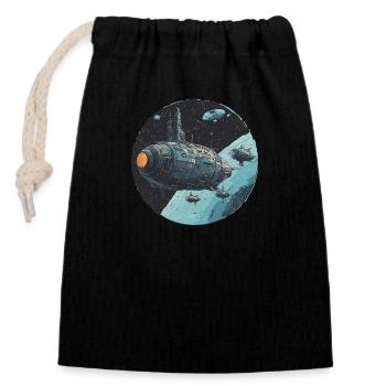 Galactic Journey: Exploration in the Sea of Stars! - Closable cotton gift bag (14x20cm) - black - Front