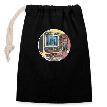 Retro-Tech: The Beginnings of the Computer World! - Closable cotton gift bag (14x20cm) - black - Front