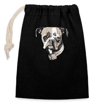 Hund Vierbeiner Frauchen - Verschließbarer Geschenkbeutel aus Baumwolle (14x20cm) - Schwarz - Vorne