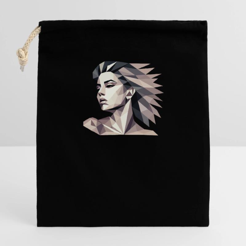 Design "Triangular reflect" Closable cotton gift bag (14x20cm)