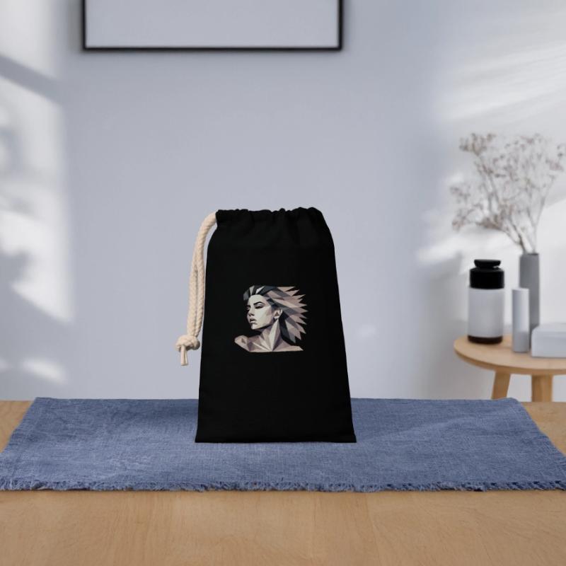Design "Triangular reflect" Closable cotton gift bag (14x20cm)