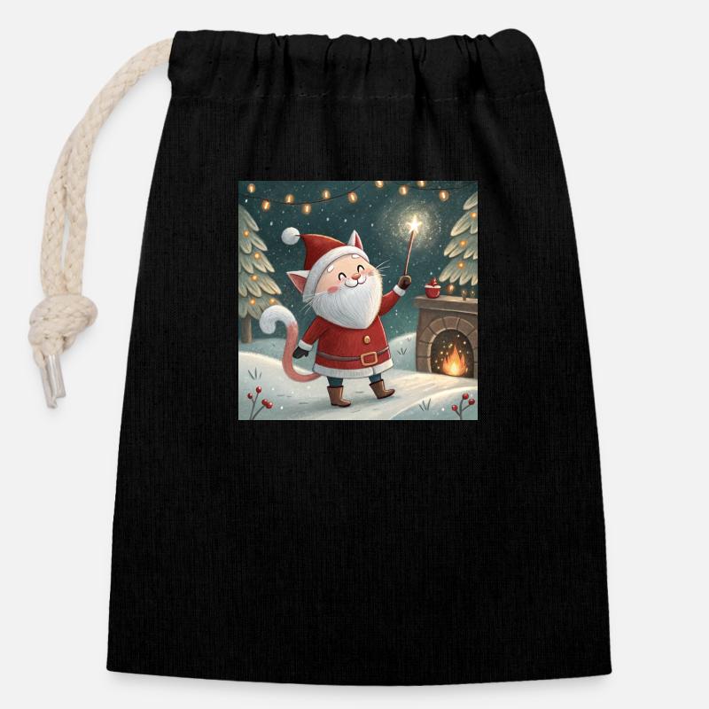 Griffes du Père Noël - Sac cadeau en coton avec cordon (14 x 20 cm) - noir