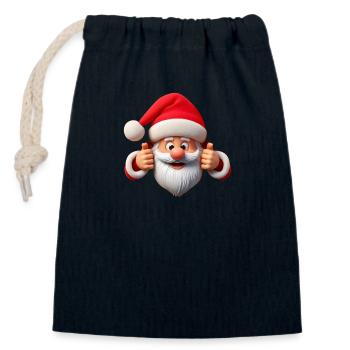 Weihnachtsmann Daumen hoch - Verschließbarer Geschenkbeutel aus Baumwolle (14x20cm) - Navy - Vorne