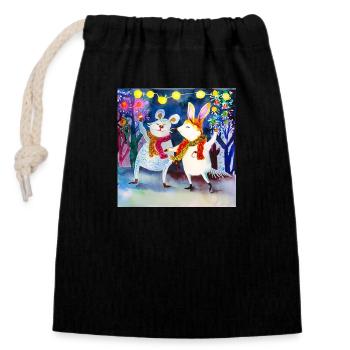 Carnaval des animaux - Sac cadeau en coton avec cordon (14 x 20 cm) - noir - Devant