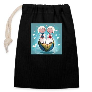 Angels - Closable cotton gift bag (14x20cm) - black - Front