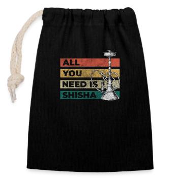 Hookah Dampf Smoken Kippe - Verschließbarer Geschenkbeutel aus Baumwolle (14x20cm) - Schwarz - Vorne