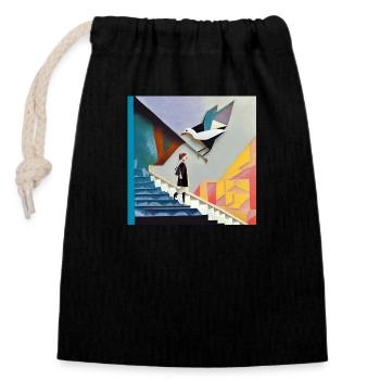 Passing by - Closable cotton gift bag (14x20cm) - black - Front