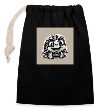 So the "turtle"! - Closable cotton gift bag (14x20cm) - black - Front