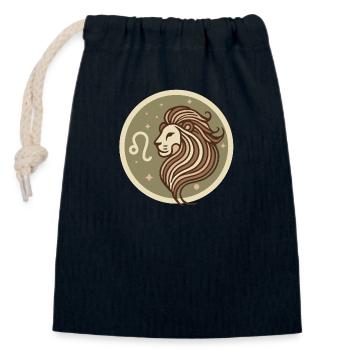 Design « Majesté dorée » - Sac cadeau en coton avec cordon (14 x 20 cm) - bleu marine - Devant