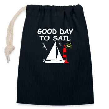 Voile - Sac cadeau en coton avec cordon (14 x 20 cm) - bleu marine - Devant