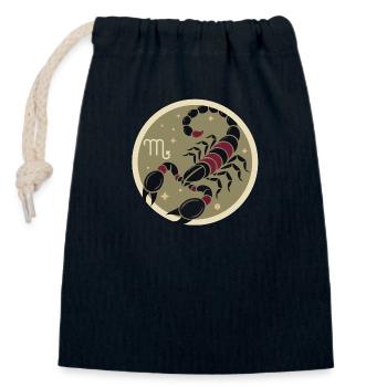 Design "Crimson Sting" - Closable cotton gift bag (14x20cm) - navy - Front