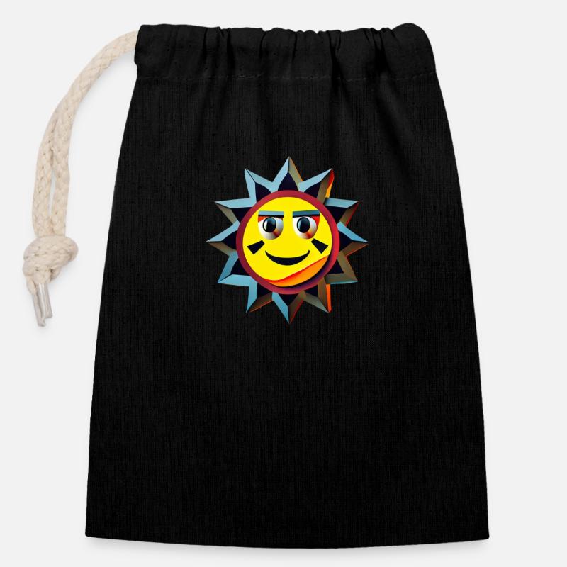 Le soleil apporte de l’espoir - Sac cadeau en coton avec cordon (14 x 20 cm) - noir