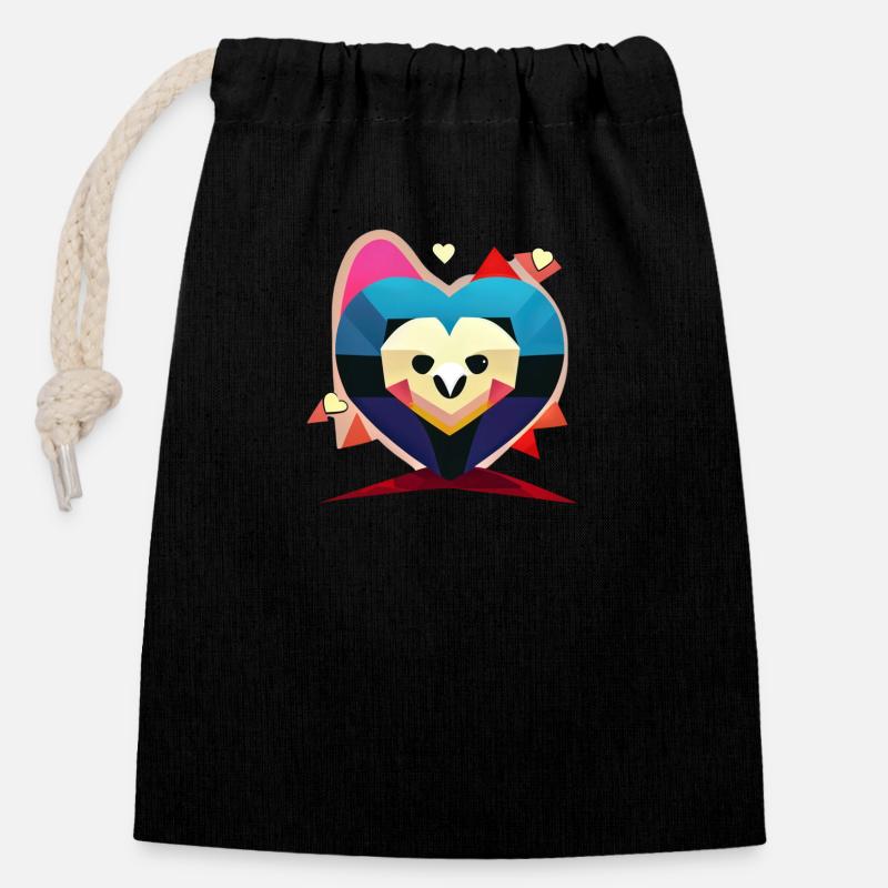Guardian Heart - Closable cotton gift bag (14x20cm) - black