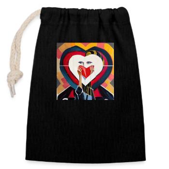 Lèvres d’amour - Sac cadeau en coton avec cordon (14 x 20 cm) - noir - Devant