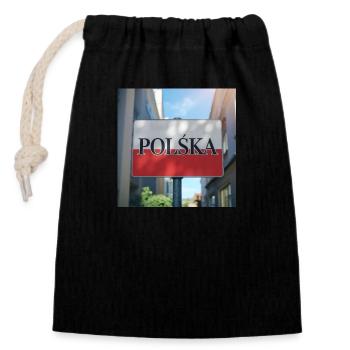Polen - Verschließbarer Geschenkbeutel aus Baumwolle (14x20cm) - Schwarz - Vorne