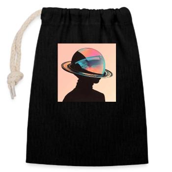 Running Rings - Closable cotton gift bag (14x20cm) - black - Front
