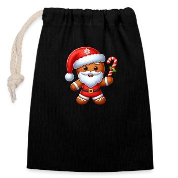 gingerbread 1 - Closable cotton gift bag (14x20cm) - black - Front