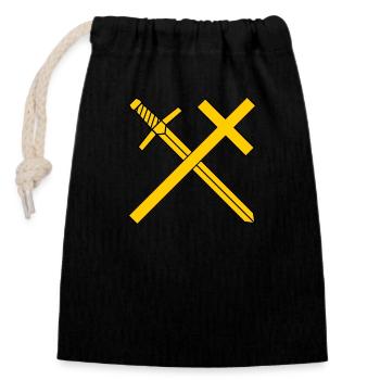 Croix et épée - Sac cadeau en coton avec cordon (14 x 20 cm) - noir - Devant