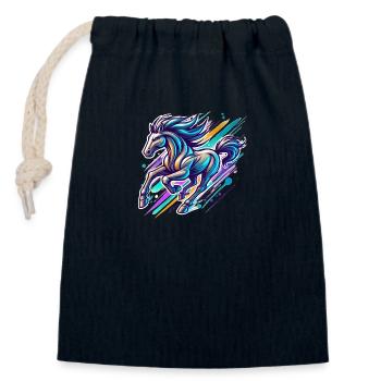 Équitation - Sac cadeau en coton avec cordon (14 x 20 cm) - bleu marine - Devant