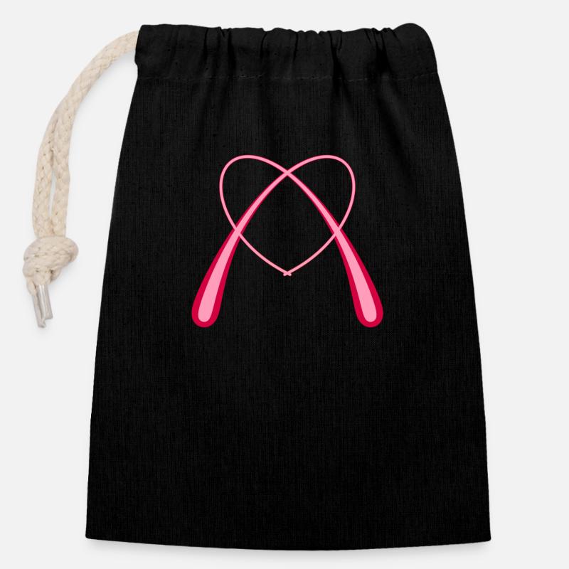 Unique Pink Love Heart - Closable cotton gift bag (14x20cm) - black