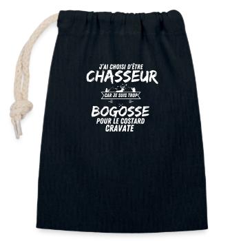 BOGOSSE CHASSEUR - Sac cadeau en coton avec cordon (14 x 20 cm) - bleu marine - Devant