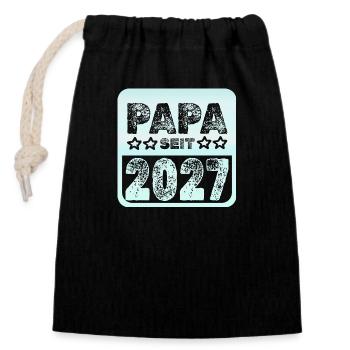 Papa 2027 - Sac cadeau en coton avec cordon (14 x 20 cm) - noir - Devant