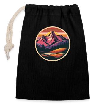 Retro Mountains Landscape - Closable cotton gift bag (14x20cm) - black - Front