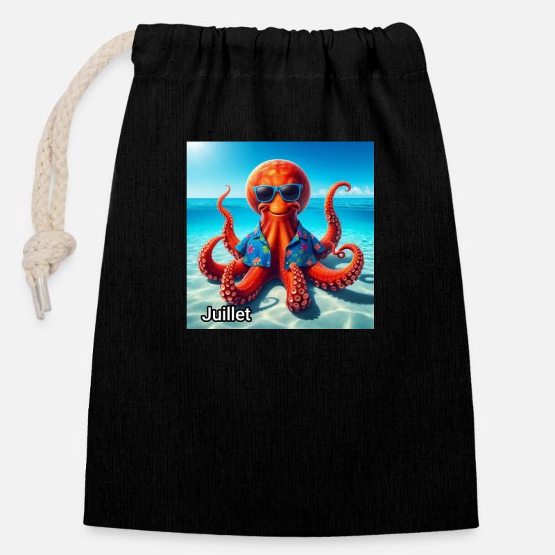JUIL - Sac cadeau en coton avec cordon (14 x 20 cm) - noir