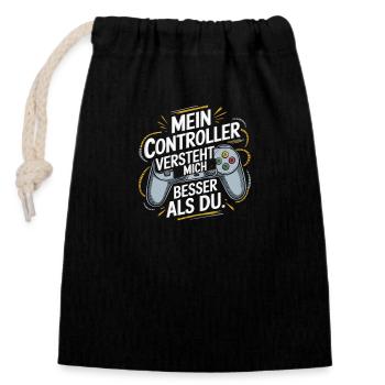 Controller Gamer - Verschließbarer Geschenkbeutel aus Baumwolle (14x20cm) - Schwarz - Vorne