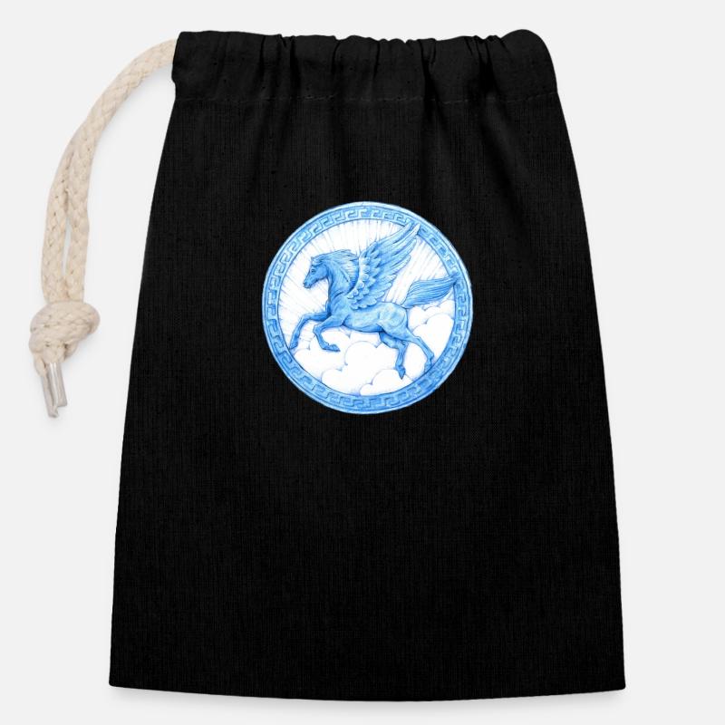 Pegasus - Closable cotton gift bag (14x20cm) - black