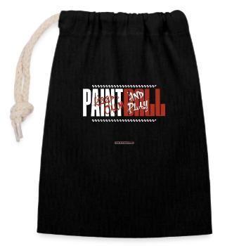 Bleiben Sie ruhig und spielen Sie Paintball, Streetwear-Edition - Verschließbarer Geschenkbeutel aus Baumwolle (14x20cm) - Schwarz - Vorne