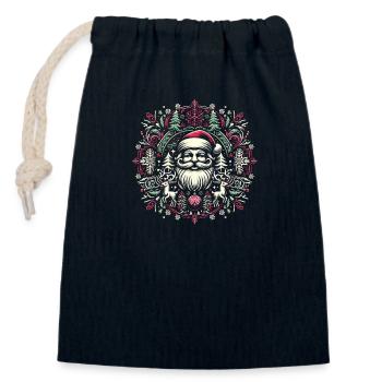 Logo de Noël - Sac cadeau en coton avec cordon (14 x 20 cm) - bleu marine - Devant