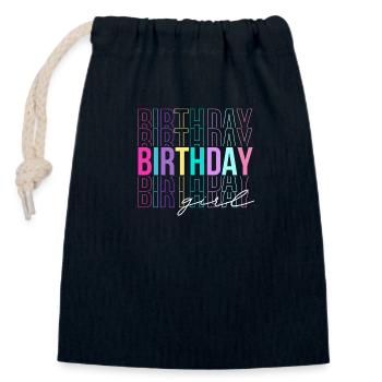 Geburtstagskind - Geschenkidee zum Geburtstag - Verschließbarer Geschenkbeutel aus Baumwolle (14x20cm) - Navy - Vorne
