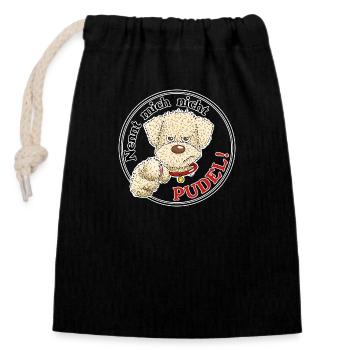 Poodle1 4 - Verschließbarer Geschenkbeutel aus Baumwolle (14x20cm) - Schwarz - Vorne