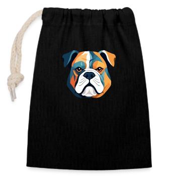 Englische Bulldogge Vektorkunst mit lebendigen Farben - Verschließbarer Geschenkbeutel aus Baumwolle (14x20cm) - Schwarz - Vorne