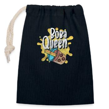 Boba Tea Tea Balls Straw - Closable cotton gift bag (14x20cm) - navy - Front