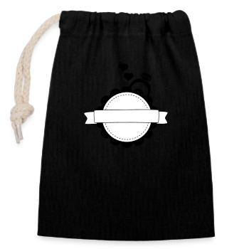 Wedding logo - Closable cotton gift bag (14x20cm) - black - Front