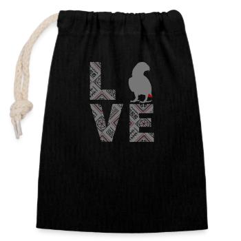 Perroquet gris d’Afrique - Sac cadeau en coton avec cordon (14 x 20 cm) - noir - Devant