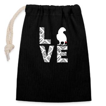 Perroquet gris d’Afrique - Sac cadeau en coton avec cordon (14 x 20 cm) - noir - Devant