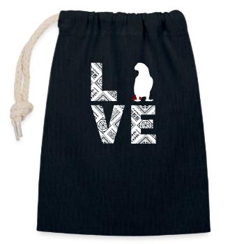 African Grey Parrot Love - Closable cotton gift bag (14x20cm) - navy - Front
