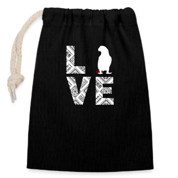 Perroquet gris d’Afrique Amour - Sac cadeau en coton avec cordon (14 x 20 cm) - noir - Devant