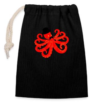 Octopus Gentleman - Closable cotton gift bag (14x20cm) - black - Front