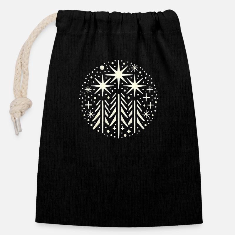 Un simple symbole de Noël - Sac cadeau en coton avec cordon (14 x 20 cm) - noir
