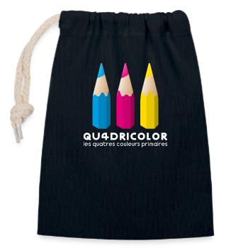 Quadricolor - Plain Text - Closable cotton gift bag (14x20cm) - navy - Front