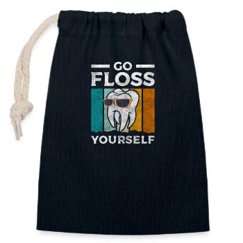 Teeth Medicine Important - Closable cotton gift bag (14x20cm) - navy - Front