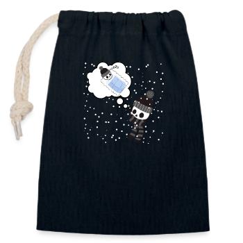Warm thoughts during winter - Closable cotton gift bag (14x20cm) - navy - Front