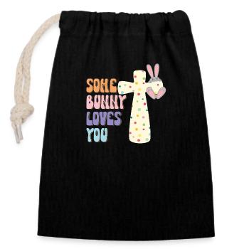 Some Bunny Loves you Cross - Closable cotton gift bag (14x20cm) - black - Front