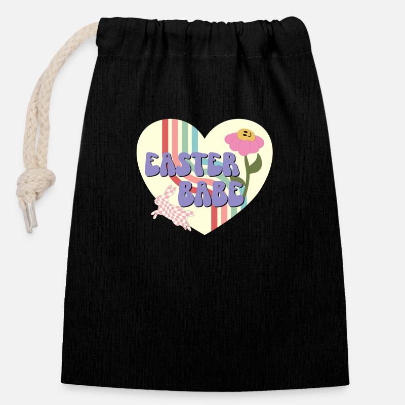 Easter Babe - Closable cotton gift bag (14x20cm) - black