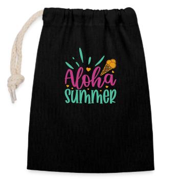 Aloha Summer - Closable cotton gift bag (14x20cm) - black - Front