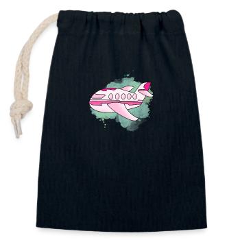 Airplane - Closable cotton gift bag (14x20cm) - navy - Front